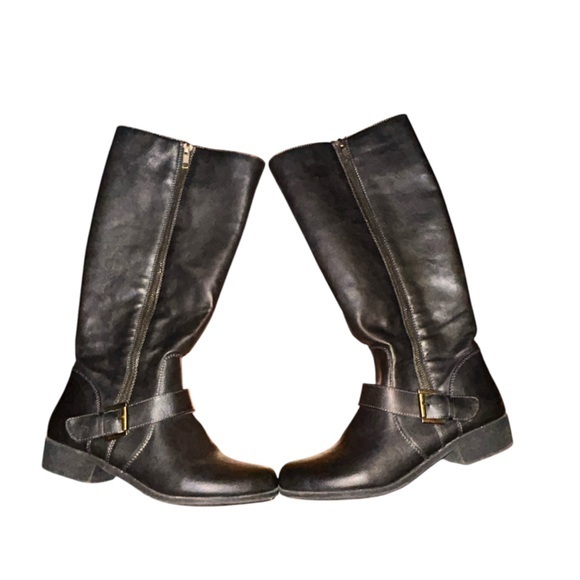 Naturalizer Womens Tall Black Riding Boots Side Zip Buckle Size‎ 7.5 - Picture 1 of 9